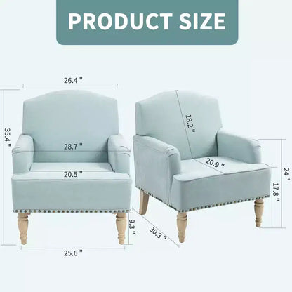 Fauteuil d'appoint moderne Okak avec pieds rétro en bois, petit fauteuil club en tissu, fauteuil de salon confortable et rembourré pour chambre et salon