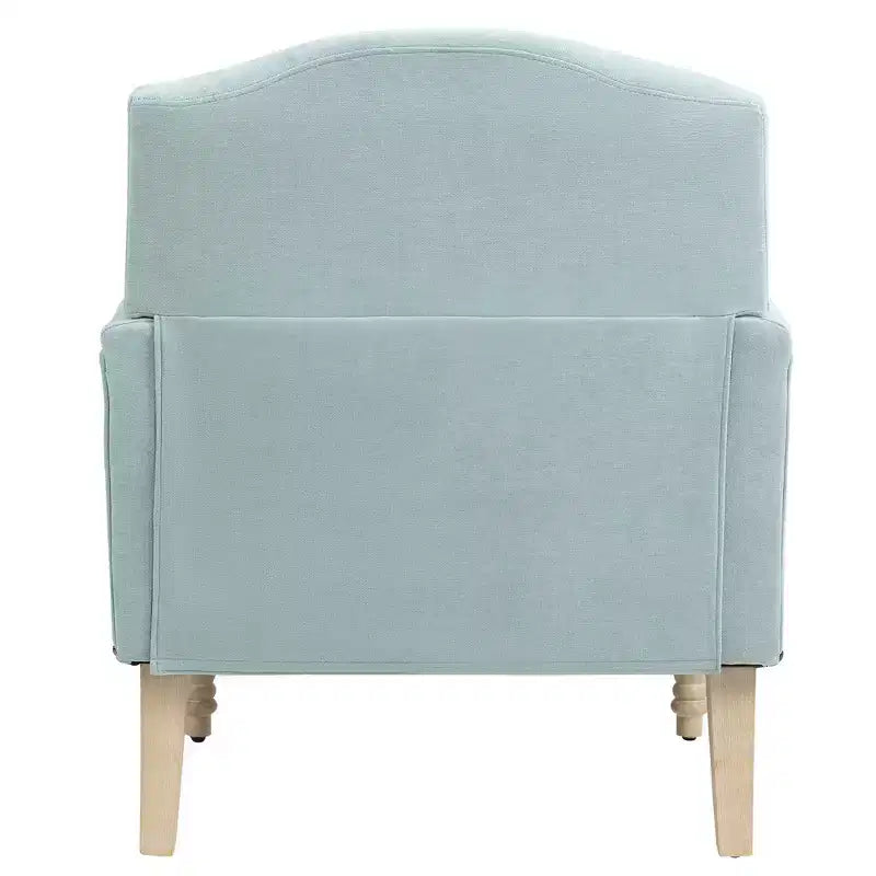 Fauteuil d'appoint moderne Okak avec pieds rétro en bois, petit fauteuil club en tissu, fauteuil de salon confortable et rembourré pour chambre et salon