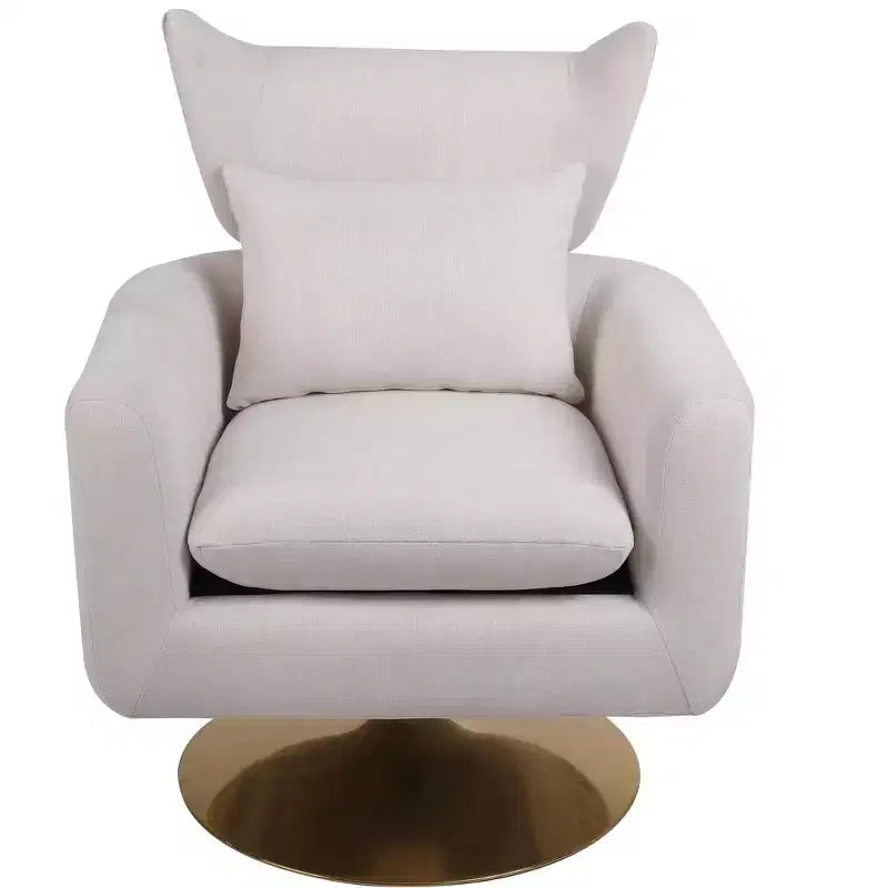 Fauteuil pivotant Okak 360°, fauteuil classique du milieu du siècle avec base en métal doré pour salon