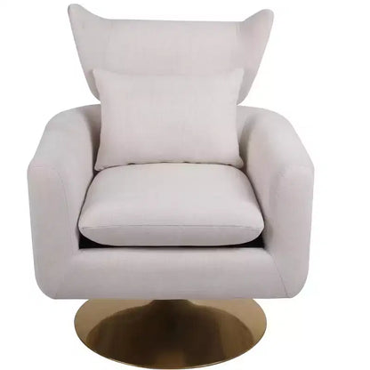 Fauteuil pivotant Okak 360°, fauteuil classique du milieu du siècle avec base en métal doré pour salon