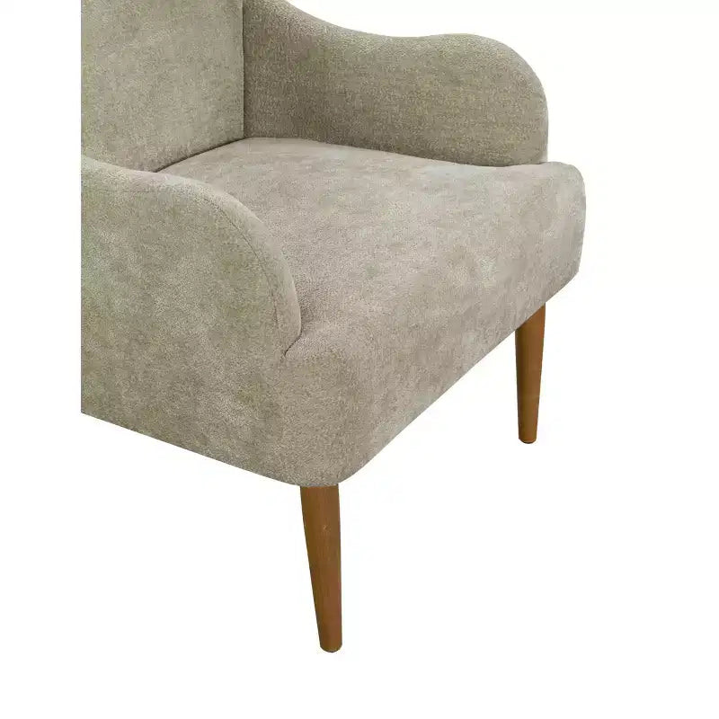 Fauteuil d'appoint moderne Okak, Fauteuil en chenille, Fauteuil d'appoint de style moderne avec pieds en bois, Design confortable pour salon, chambre à coucher