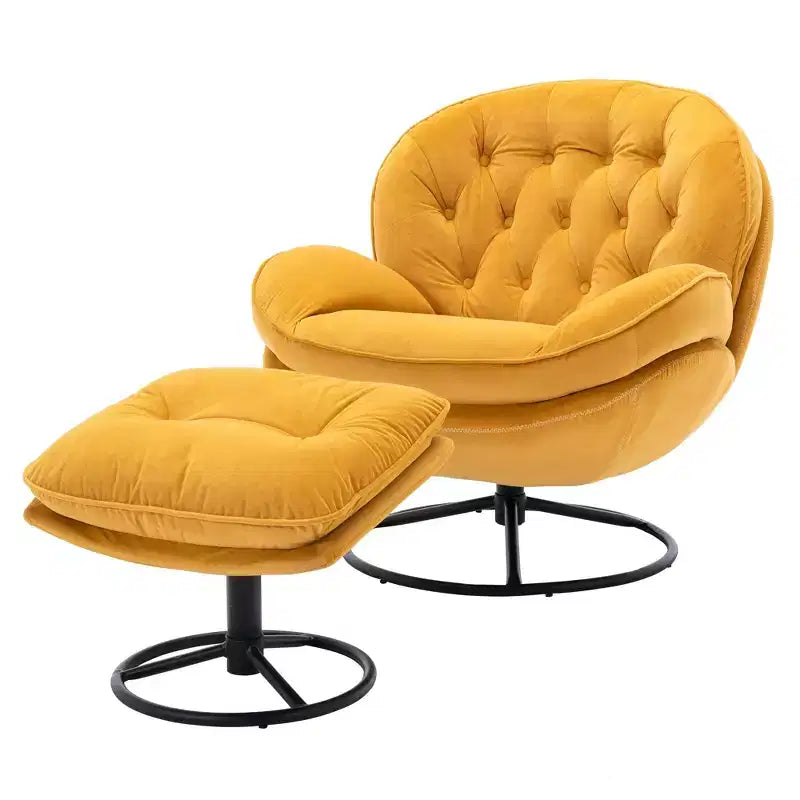 Fauteuils d'appoint modernes Okak pour chambre à coucher avec pouf, fauteuil de loisirs avec siège rembourré