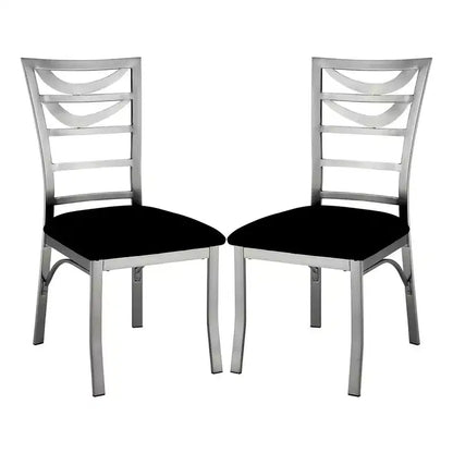 Simple Relax Set of 2 Microfiber and Metal Dining Chairs in Silver and Black