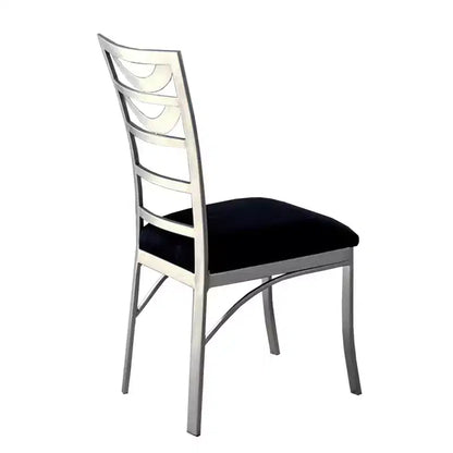 Simple Relax – Lot de 2 chaises de salle à manger en microfibre et métal, coloris argent et noir