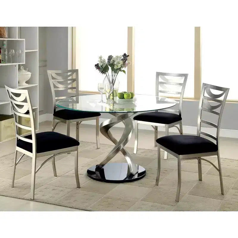 Simple Relax – Lot de 2 chaises de salle à manger en microfibre et métal, coloris argent et noir