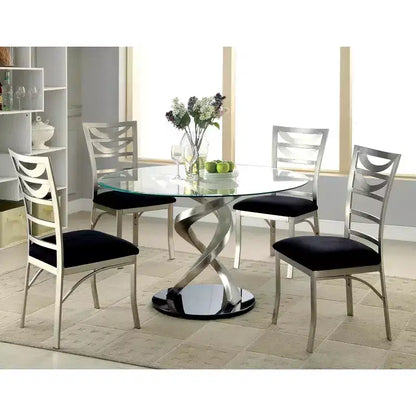 Simple Relax – Lot de 2 chaises de salle à manger en microfibre et métal, coloris argent et noir