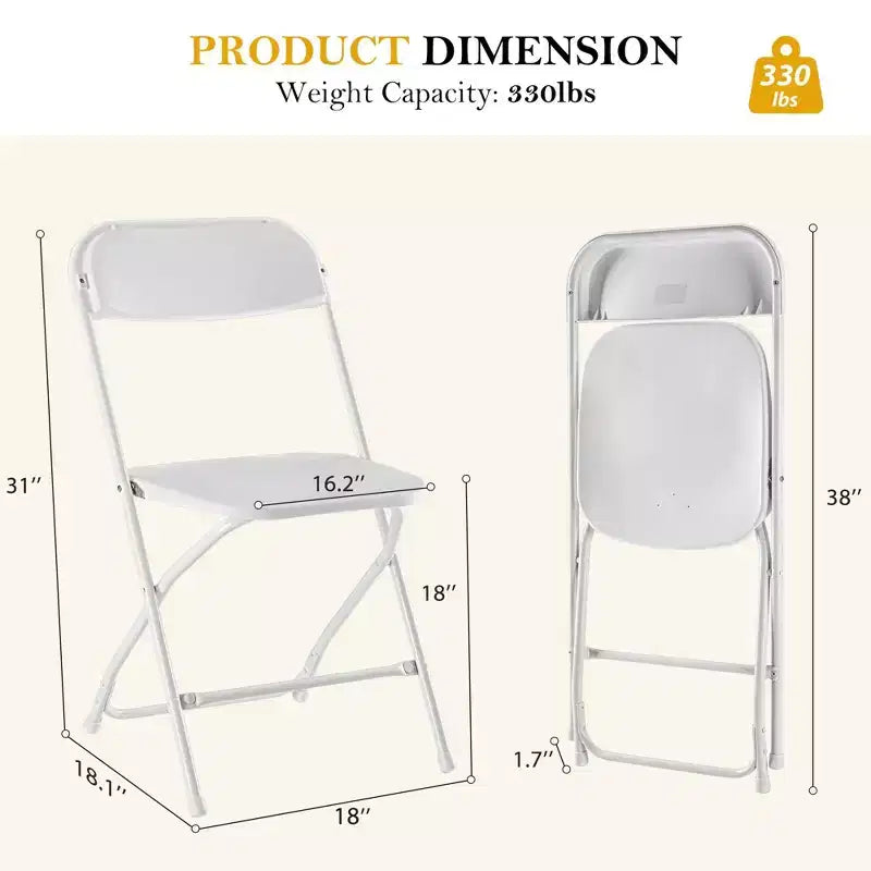 JIONJOY Lot de 10 chaises pliantes robustes en métal et plastique, supportent jusqu'à 150 kg
