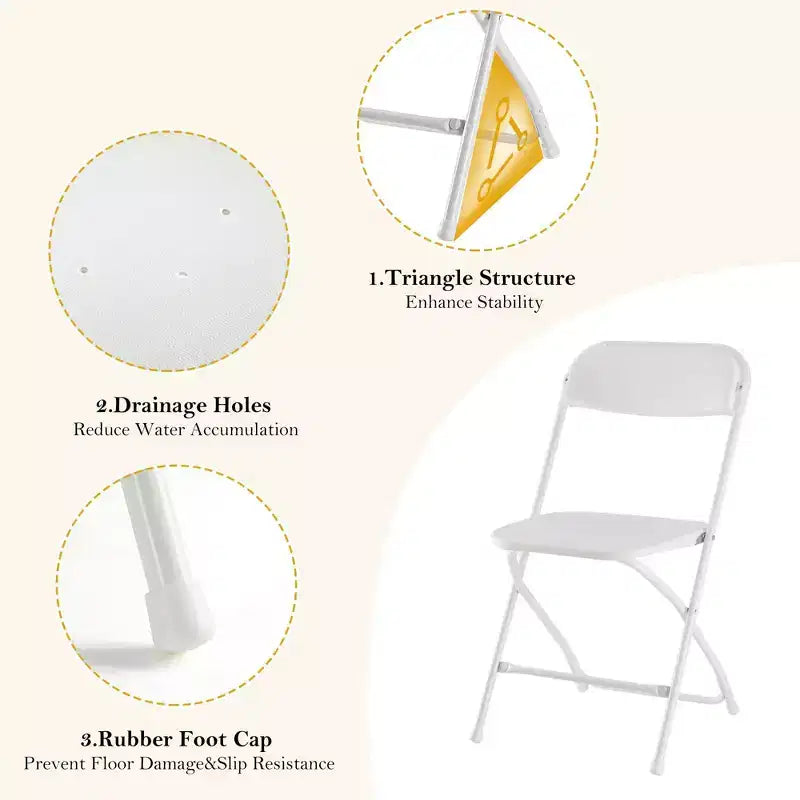 JIONJOY Lot de 10 chaises pliantes robustes en métal et plastique, supportent jusqu'à 150 kg