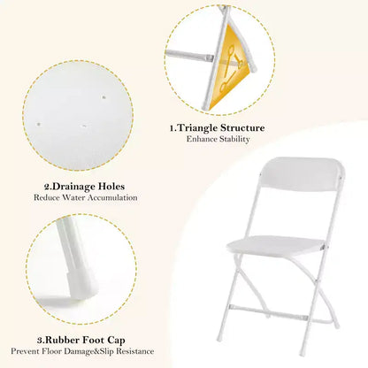 JIONJOY Lot de 10 chaises pliantes robustes en métal et plastique, supportent jusqu'à 150 kg