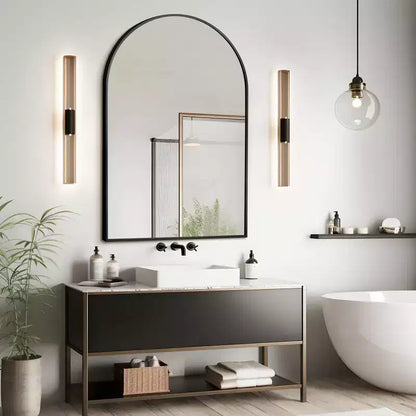 Miroir de salle de bain arqué 36x24 avec cadre en alliage d'aluminium, miroir mural pour chambre à coucher, salon, entrée, noir