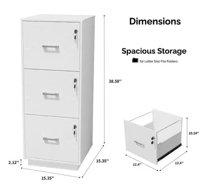 Meuble de classement vertical Karl Home en MDF blanc à 3 tiroirs, 39 cm de largeur