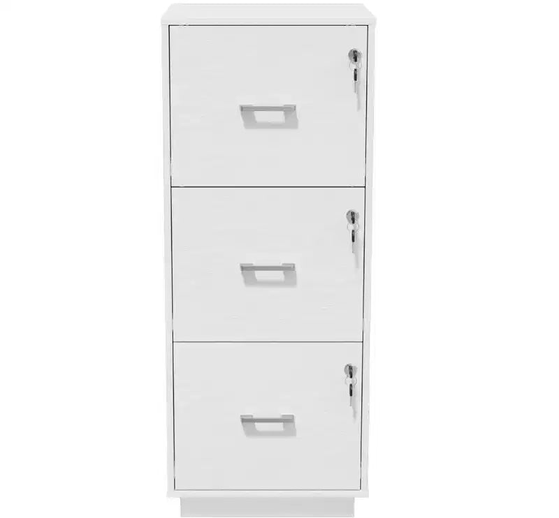 Meuble de classement vertical Karl Home en MDF blanc à 3 tiroirs, 39 cm de largeur