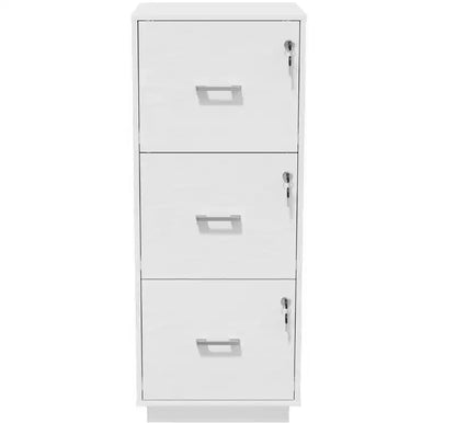 Meuble de classement vertical Karl Home en MDF blanc à 3 tiroirs, 39 cm de largeur