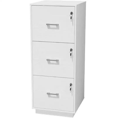 Meuble de classement vertical Karl Home en MDF blanc à 3 tiroirs, 39 cm de largeur