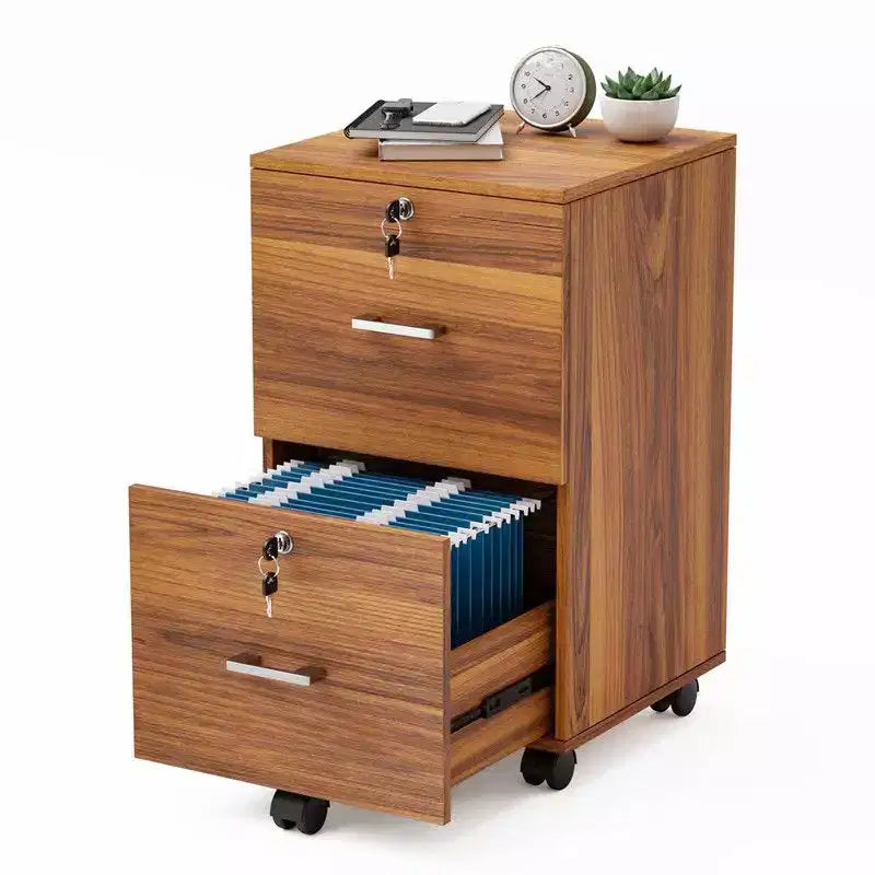 Meuble classeur vertical Karl Home à 2 tiroirs en MDF brun de 40 cm de large