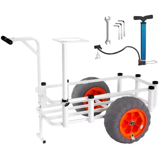 VEVOR Beach Fishing Cart, 350 lbs Load Capacity, Fish and Marine Cart with Two 16 Big Wheels PU Balloon Tires for Sand