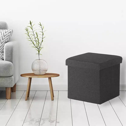 Pouffe de rangement en tissu gris moderne matelassé Seville Classics