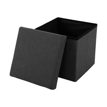 Pouffe de rangement en tissu gris moderne matelassé Seville Classics