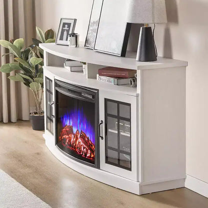Meuble TV incurvé AMERLIFE avec cheminée électrique de 26 pouces