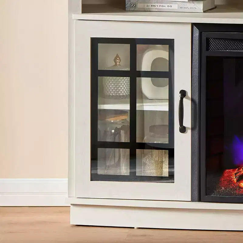 Meuble TV incurvé AMERLIFE avec cheminée électrique de 26 pouces
