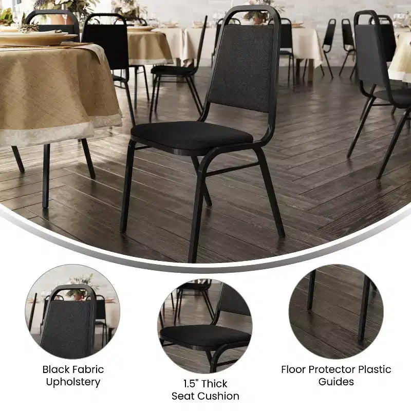 Lot de 4 chaises de banquet empilables à dossier trapézoïdal de la série HERCULES de Flash Furniture