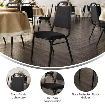 Lot de 4 chaises de banquet empilables à dossier trapézoïdal de la série HERCULES de Flash Furniture