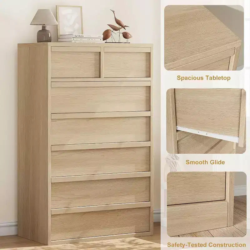 Commode Acekool 5/7 tiroirs en bois, meuble de rangement spacieux, chambre moderne, salon, entrée