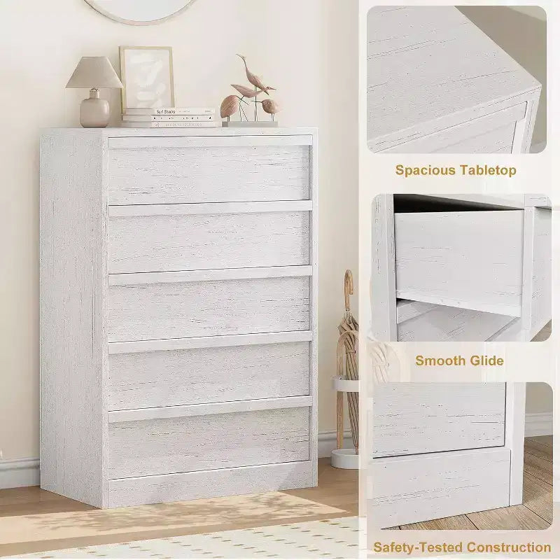 Commode Acekool 5/7 tiroirs en bois, meuble de rangement spacieux, chambre moderne, salon, entrée