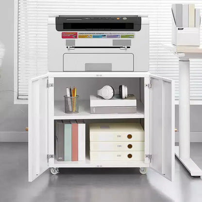 Meuble d'imprimante en métal avec rangement, armoire de classement mobile, table roulante pour imprimante pour dossiers de format Lettre/Légal/A4, support d'imprimante sur roulettes