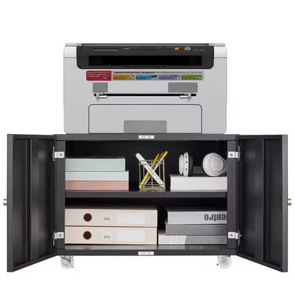 Meuble d'imprimante en métal avec rangement, armoire de classement mobile, table roulante pour imprimante pour dossiers de format Lettre/Légal/A4, support d'imprimante sur roulettes