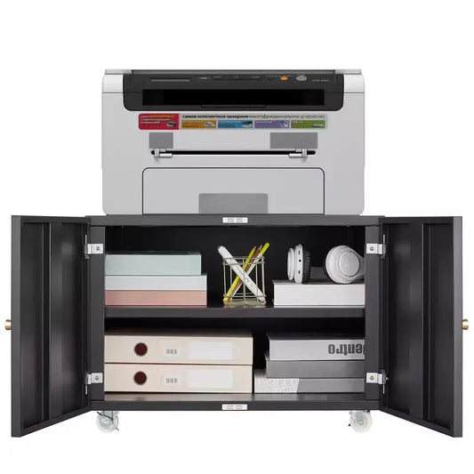 Meuble d'imprimante en métal avec rangement, armoire de classement mobile, table roulante pour imprimante pour dossiers de format Lettre/Légal/A4, support d'imprimante sur roulettes