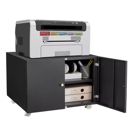 Meuble d'imprimante en métal avec rangement, armoire de classement mobile, table roulante pour imprimante pour dossiers de format Lettre/Légal/A4, support d'imprimante sur roulettes