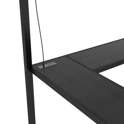 Okak Lit superposé mezzanine en métal Twin XL avec bureau en L et port USB, cadre de lit robuste avec armoire et étagère réglable à LED pour adultes, adolescents, enfants, noir