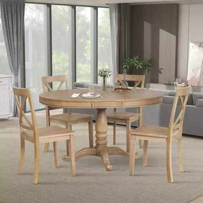 Ensemble de salle à manger rond 5 pièces Whisen avec 4 chaises