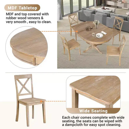 Ensemble de salle à manger rond 5 pièces Whisen avec 4 chaises