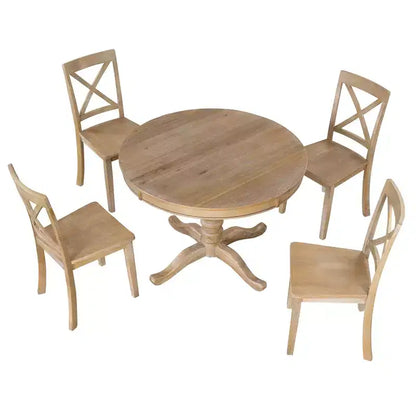 Ensemble de salle à manger rond 5 pièces Whisen avec 4 chaises