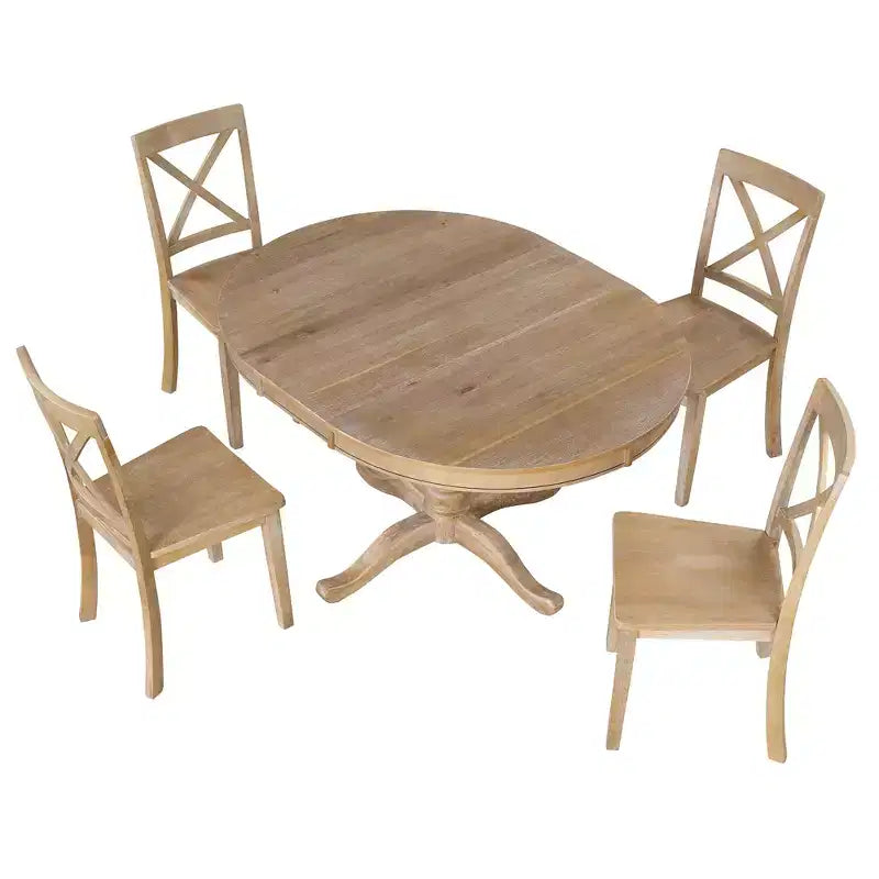 Ensemble de salle à manger rond 5 pièces Whisen avec 4 chaises