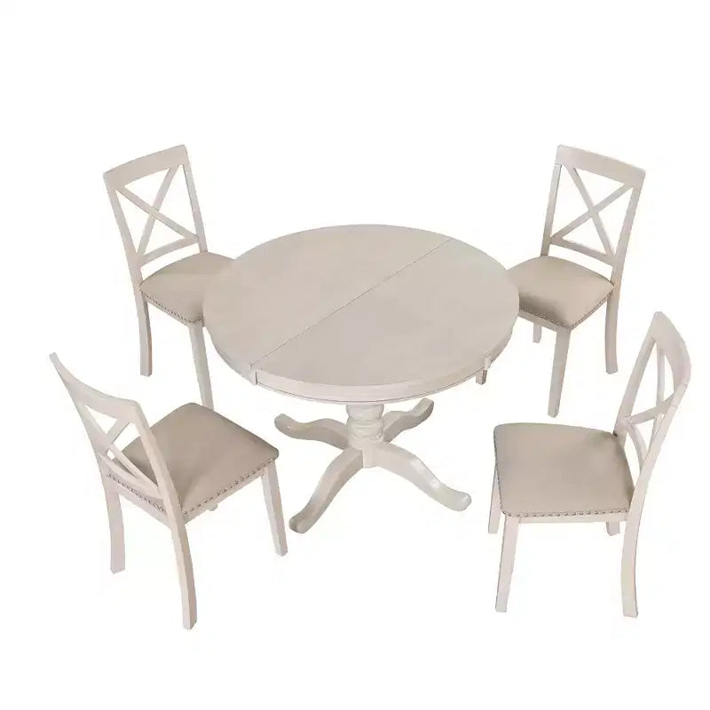 Ensemble de salle à manger rond 5 pièces Whisen avec 4 chaises