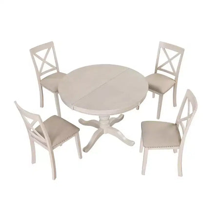 Ensemble de salle à manger rond 5 pièces Whisen avec 4 chaises