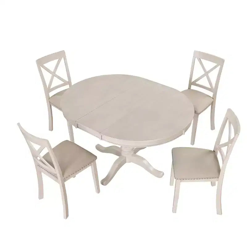 Ensemble de salle à manger rond 5 pièces Whisen avec 4 chaises
