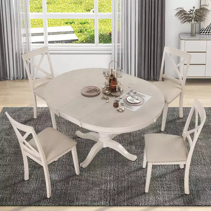 Whisen 5-Piece Round Dining Set with 4 Chairs