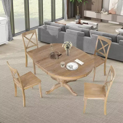 Ensemble de salle à manger rond 5 pièces Whisen avec 4 chaises