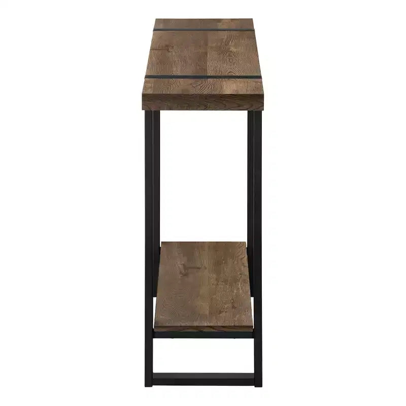HomeRoots 47 table console traîneau en bois et métal marron et noir vieilli avec étagère
