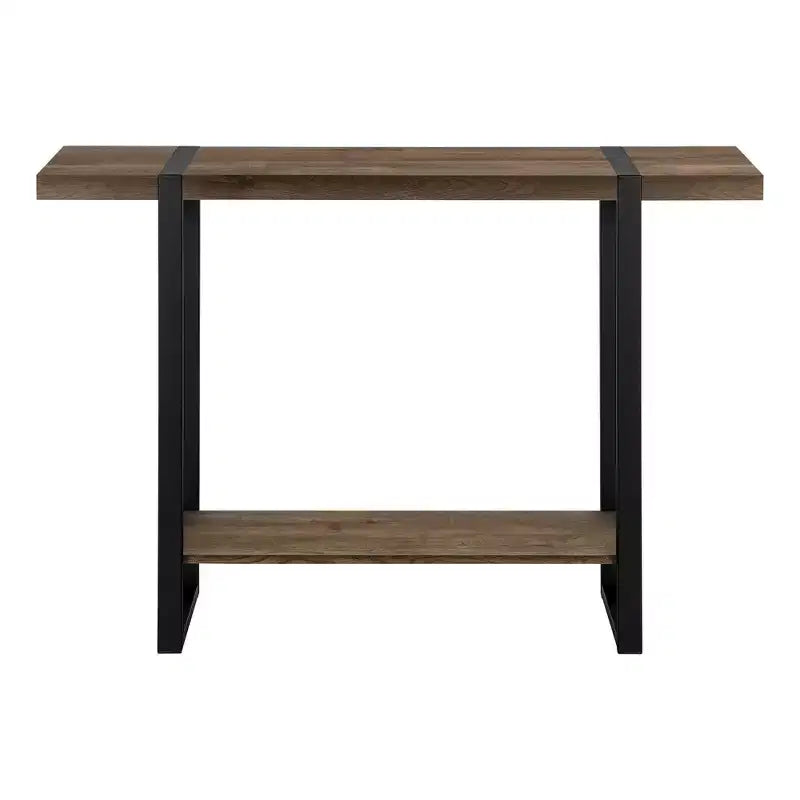 HomeRoots 47 table console traîneau en bois et métal marron et noir vieilli avec étagère