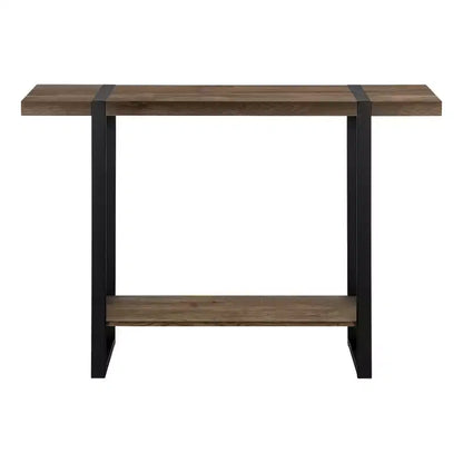 HomeRoots 47 table console traîneau en bois et métal marron et noir vieilli avec étagère