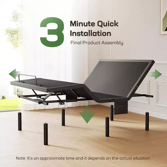 Cadre de lit réglable Marsail Twin XL, inclinable au niveau de la tête et des pieds avec veilleuse, télécommande sans fil, 4 ports USB et 4 options de hauteur