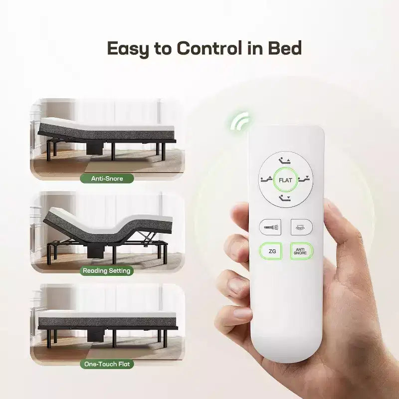 Cadre de lit réglable Marsail Twin XL, inclinable au niveau de la tête et des pieds avec veilleuse, télécommande sans fil, 4 ports USB et 4 options de hauteur