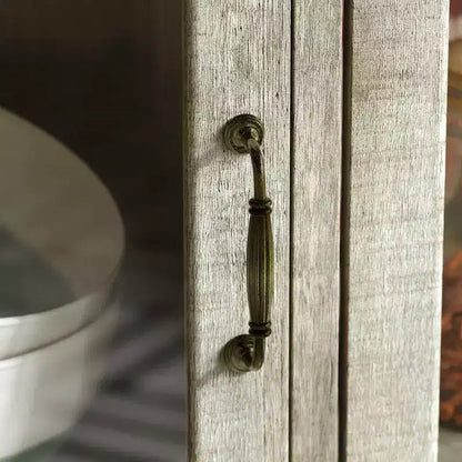 Meuble de cuisine vintage Famapy avec étagères réglables, buffet de rangement rustique avec 6 tiroirs, garde-manger de cuisine avec porte vitrée de style antique