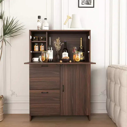 Meuble de rangement Okak avec 1 porte et 2 tiroirs, bureau pliant, armoire pour la maison, le bureau, la cuisine, le dortoir, les petits espaces