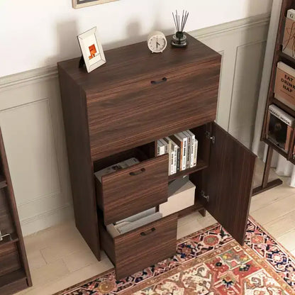 Meuble de rangement Okak avec 1 porte et 2 tiroirs, bureau pliant, armoire pour la maison, le bureau, la cuisine, le dortoir, les petits espaces
